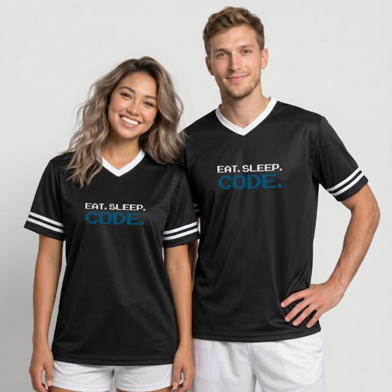 Code de programmation informatique T-shirt de foot unisexe en mesh
