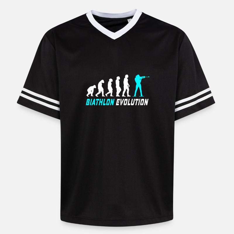 Evolution Biathlon Design / Geschenkidee - Unisex Football Style Mesh T-Shirt - Schwarz/Weiß