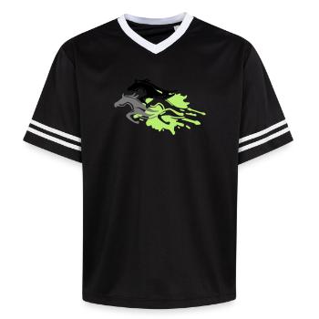 chevaux - étalon - jument - poulain - T-shirt de foot unisexe en mesh - noir/blanc - Devant - AI Model Female 172 light (172cm) & AI Model Male 185 light (185cm)