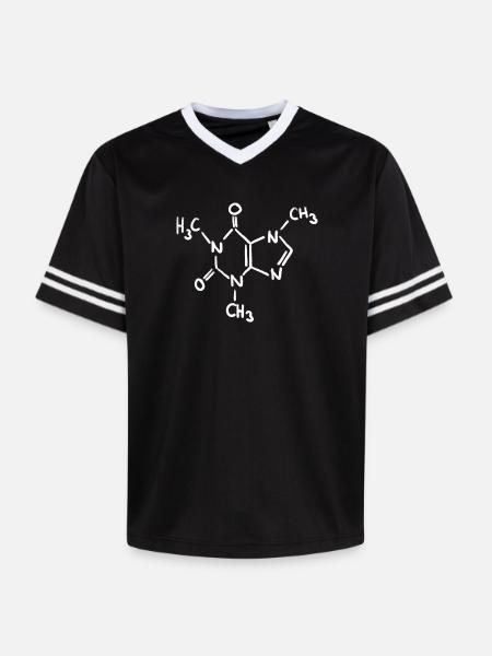 Caffeine Chalk Molecule - Unisex Football Style Mesh T-Shirt - black/white