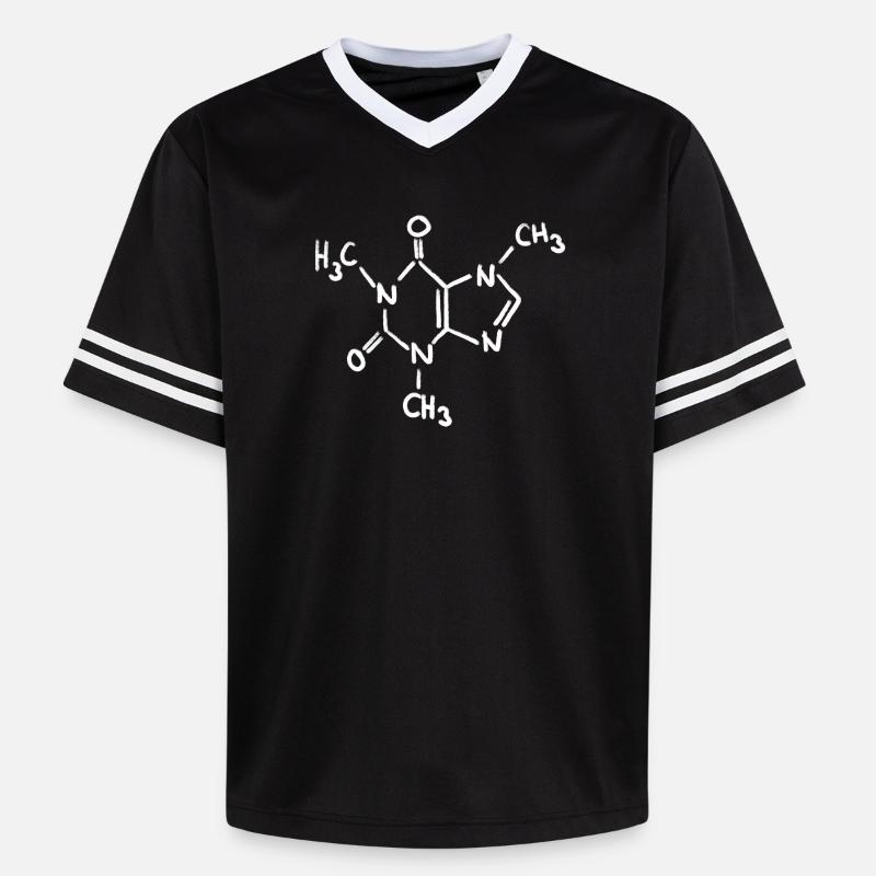 Caffeine Chalk Molecule - Unisex Football Style Mesh T-Shirt - black/white
