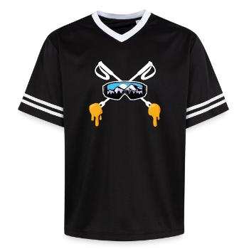 Ski- und Savoyer Fondue Mountain Skier Geschenk - Unisex Football Style Mesh T-Shirt - Schwarz/Weiß - Vorne - AI Model Female 172 light (172cm) & AI Model Male 185 light (185cm)