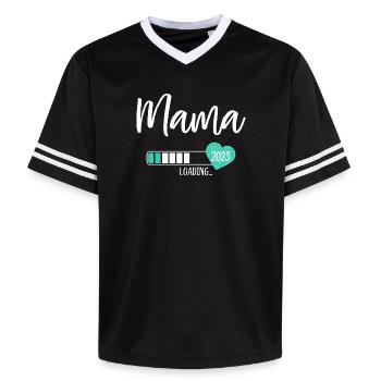 Maman Chargement 2023 Coeur Bébé Jeune Maman en devenir - T-shirt de foot unisexe en mesh - noir/blanc - Devant - AI Model Female 172 light (172cm) & AI Model Male 185 light (185cm)