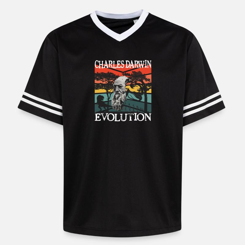 Idée cadeau textile Charles Darwin Evolution - Unisex Football Style Mesh T-Shirt - noir/blanc