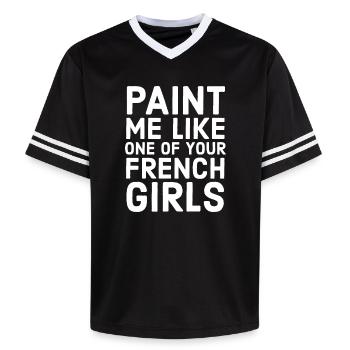 Citation de film - Français Girls - Titanic - Hollywood - T-shirt de foot unisexe en mesh - noir/blanc - Devant - AI Model Female 172 light (172cm) & AI Model Male 185 light (185cm)