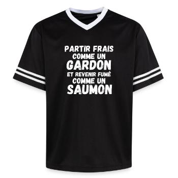 pêche, pêche humour, je suis pêcheur - T-shirt de foot unisexe en mesh - noir/blanc - Devant - AI Model Female 172 light (172cm) & AI Model Male 185 light (185cm)