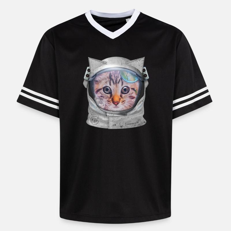 Chat dans l’espace - T-shirt de foot unisexe en mesh - noir/blanc
