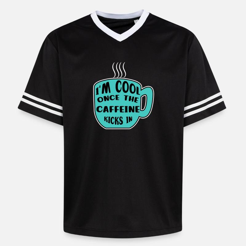Koffein Kaffeetrinker Kaffeetasse Kaffee Statement - Unisex Football Style Mesh T-Shirt - Schwarz/Weiß