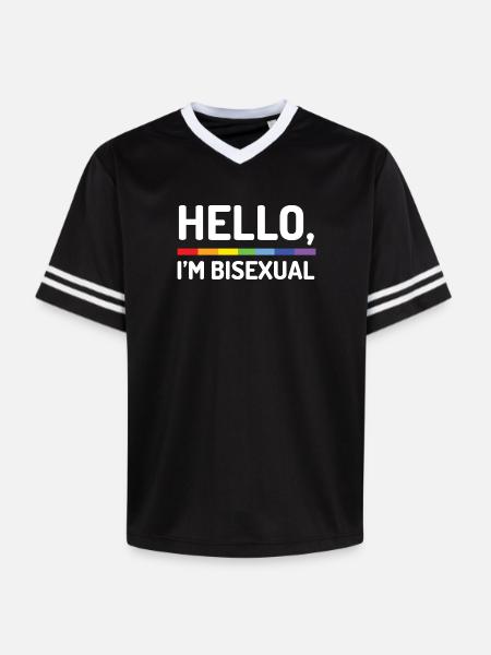 Hello, I’m Bisexual - Unisex Football Style Mesh T-Shirt - black/white