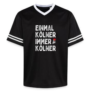Köln Einmal Kölner Immer Kölner Karneval Kölsch - Unisex Football Style Mesh T-Shirt - Schwarz/Weiß - Vorne - AI Model Female 172 light (172cm) & AI Model Male 185 light (185cm)