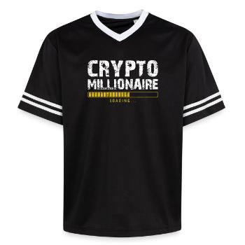 Crypto millionaire - Unisex Football Style Mesh T-Shirt - black/white - Front - AI Model Female 172 light (172cm) & AI Model Male 185 light (185cm)