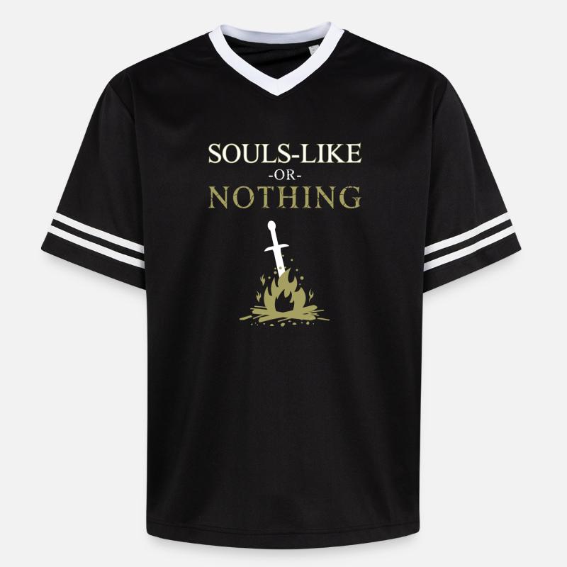 Seelen-Like oder nichts - Unisex Football Style Mesh T-Shirt - Schwarz/Weiß