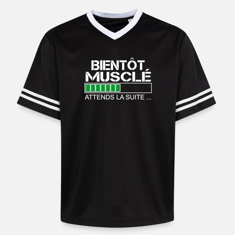 Bientot musclé (blanc et vert) - T-shirt de foot unisexe en mesh - noir/blanc
