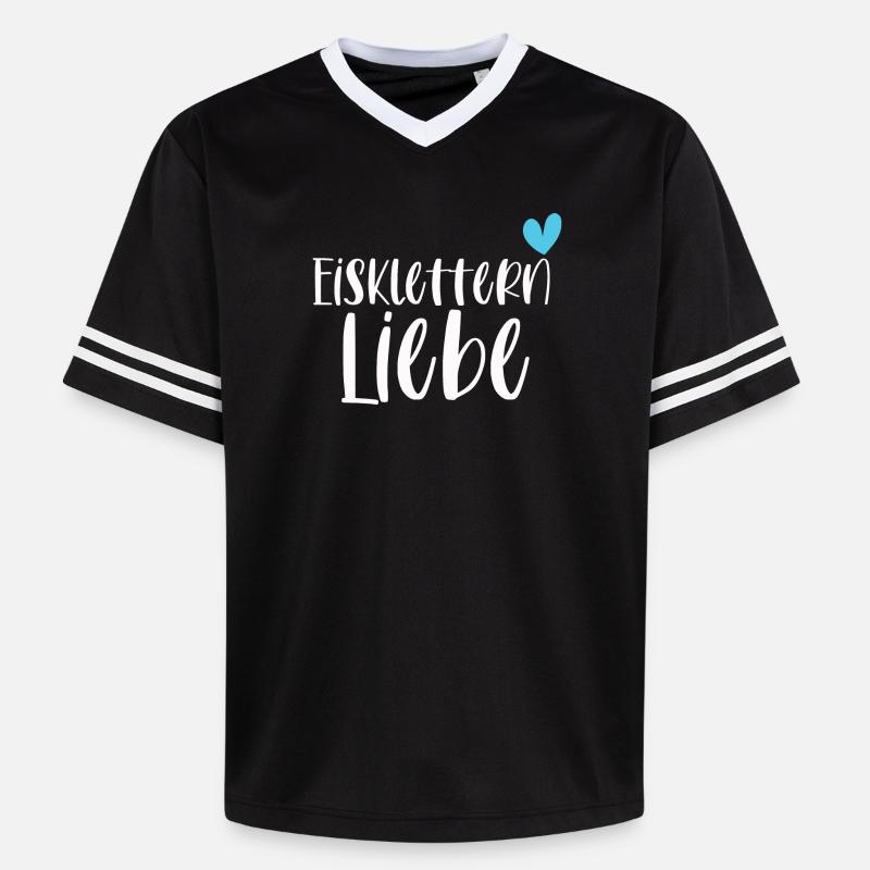 Klettern Eisklettern Liebe Eispickel Geschenk - Unisex Football Style Mesh T-Shirt - Schwarz/Weiß
