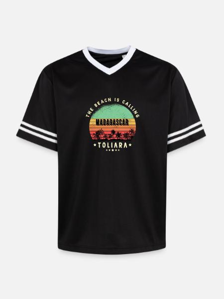 Toliara Madagascar beach design - Unisex Football Style Mesh T-Shirt - black/white