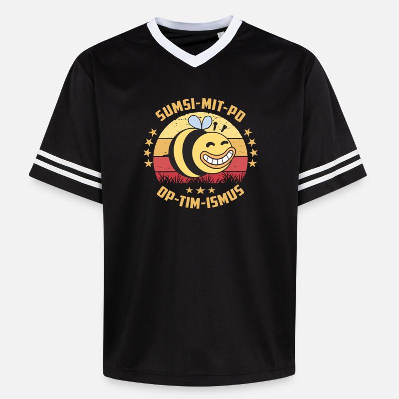 Optimismus oder Sumsi mit Po - Unisex Football Style Mesh T-Shirt - Schwarz/Weiß