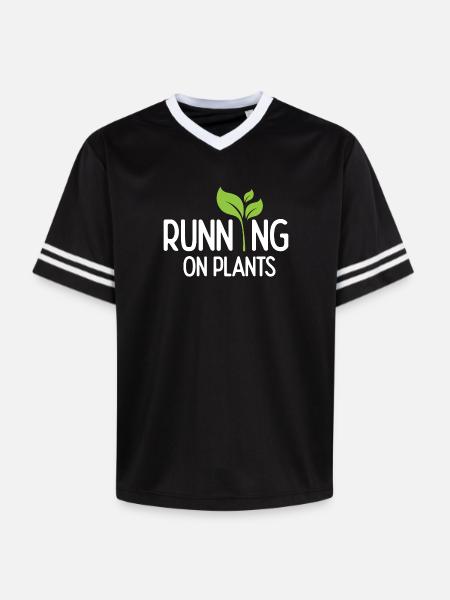 Running On Plants - Unisex Football Style Mesh T-Shirt - black/white