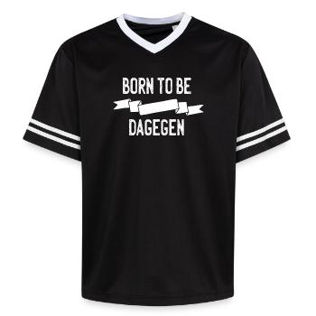 Born to be dagegen - Unisex Football Style Mesh T-Shirt - Schwarz/Weiß - Vorne - AI Model Female 172 light (172cm) & AI Model Male 185 light (185cm)