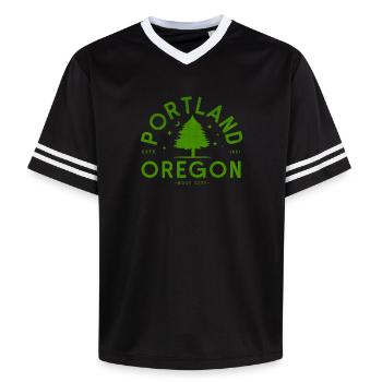Logo de l’arbre vert de Portland - T-shirt de foot unisexe en mesh - noir/blanc - Devant - AI Model Female 172 light (172cm) & AI Model Male 185 light (185cm)