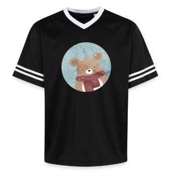 Ours doré sucré en hiver quand il neige - T-shirt de foot unisexe en mesh - noir/blanc - Devant - AI Model Female 172 light (172cm) & AI Model Male 185 light (185cm)