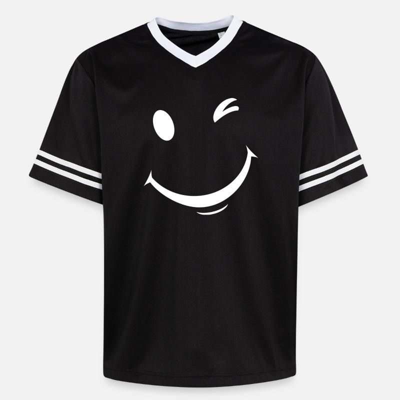 Expression de clin d’œil blanc - Unisex Football Style Mesh T-Shirt - noir/blanc