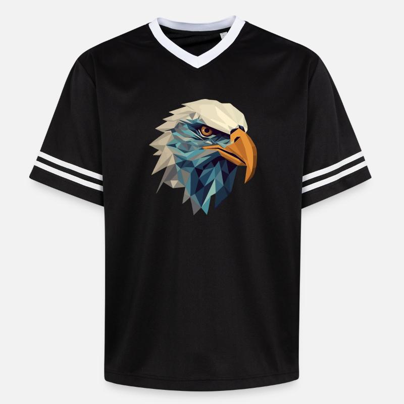Stylized, geometric eagle - Unisex Football Style Mesh T-Shirt - black/white