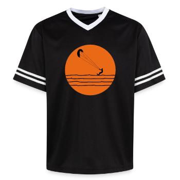 Kitesurfing - Unisex Football Style Mesh T-Shirt - black/white - Front - AI Model Female 172 light (172cm) & AI Model Male 185 light (185cm)