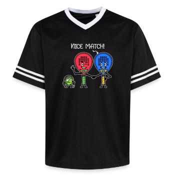 Padelteam Padel Spieler Ball Statement Racket - Unisex Football Style Mesh T-Shirt - Schwarz/Weiß - Vorne - AI Model Female 172 light (172cm) & AI Model Male 185 light (185cm)