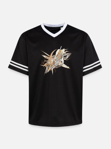 kunstnerisk filigran motiv lavet af bånd og fjer - Unisex fodbold-T-shirt i mesh - sort/hvid