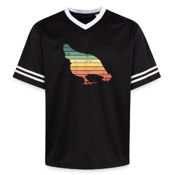 Chicken Chickens - Unisex Football Style Mesh T-Shirt - black/white - Front - AI Model Female 172 light (172cm) & AI Model Male 185 light (185cm)