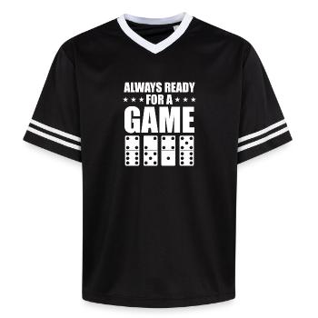 Domino Spiel Design - Unisex Football Style Mesh T-Shirt - Schwarz/Weiß - Vorne - AI Model Female 172 light (172cm) & AI Model Male 185 light (185cm)