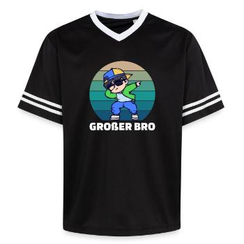 Cooler Spruch Bro Bruderherz Stolzer Großer Bruder - Unisex Football Style Mesh T-Shirt - Schwarz/Weiß - Vorne - AI Model Female 172 light (172cm) & AI Model Male 185 light (185cm)