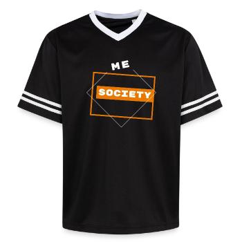 Society Me Outside The Box Statement Shirt - Unisex Football Style Mesh T-Shirt - black/white - Front - AI Model Female 172 light (172cm) & AI Model Male 185 light (185cm)