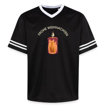 frohe weihnachten kerze Schein Illustration Symbol - Unisex Football Style Mesh T-Shirt - Schwarz/Weiß - Vorne - AI Model Female 172 light (172cm) & AI Model Male 185 light (185cm)