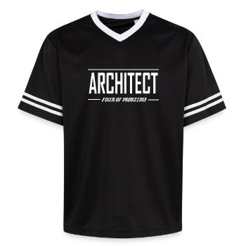 I'm An Architect Vintage-Architekturstudenten - Unisex Football Style Mesh T-Shirt - Schwarz/Weiß - Vorne - AI Model Female 172 light (172cm) & AI Model Male 185 light (185cm)