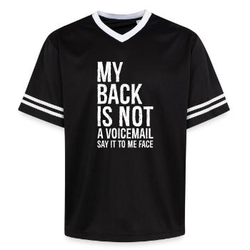 mon dos n’est pas un message vocal dites-le moi face - T-shirt de foot unisexe en mesh - noir/blanc - Devant - AI Model Female 172 light (172cm) & AI Model Male 185 light (185cm)