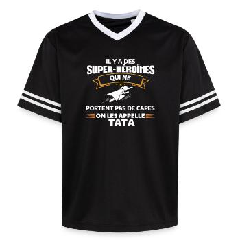 Super-Héroïne TATA Mode - T-shirt de foot unisexe en mesh - noir/blanc - Devant - AI Model Female 172 light (172cm) & AI Model Male 185 light (185cm)