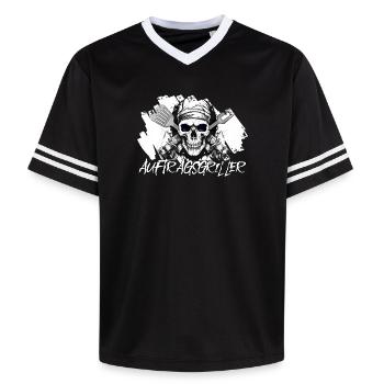 Aufragsgriller Skull BBQ Geschenk Grillschürze - Unisex Football Style Mesh T-Shirt - Schwarz/Weiß - Vorne - AI Model Female 172 light (172cm) & AI Model Male 185 light (185cm)