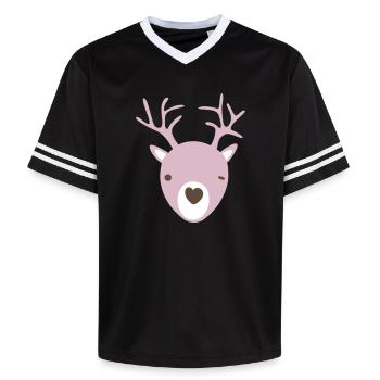 Rudolph Geweih Herz Nase skandinavisch Kinder cool - Unisex Football Style Mesh T-Shirt - Schwarz/Weiß - Vorne - AI Model Female 172 light (172cm) & AI Model Male 185 light (185cm)