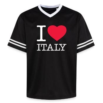 I LOVE ITALY Italien - Unisex Football Style Mesh T-Shirt - black/white - Front - AI Model Female 172 light (172cm) & AI Model Male 185 light (185cm)