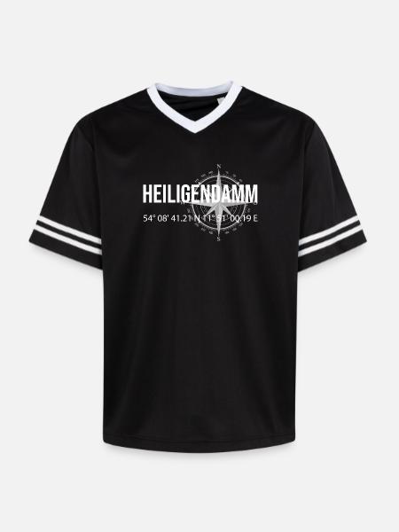 Koordinaten Heiligendamm - Unisex Football Style Mesh T-Shirt - Schwarz/Weiß