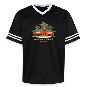 Kyoto Japon, sanctuaire Heian-jingu, dessin à la main - T-shirt de foot unisexe en mesh - noir/blanc - Devant - AI Model Female 172 light (172cm) & AI Model Male 185 light (185cm)