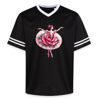 Balletttänzerin mit Tutu - Unisex Football Style Mesh T-Shirt - Schwarz/Weiß - Vorne - AI Model Female 172 light (172cm) & AI Model Male 185 light (185cm)
