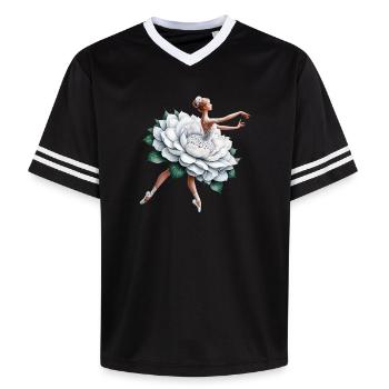 Balletttänzerin mit Tutu - Unisex Football Style Mesh T-Shirt - Schwarz/Weiß - Vorne - AI Model Female 172 light (172cm) & AI Model Male 185 light (185cm)