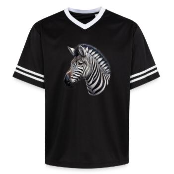 Zebra - Unisex Football Style Mesh T-Shirt - Schwarz/Weiß - Vorne - AI Model Female 172 light (172cm) & AI Model Male 185 light (185cm)