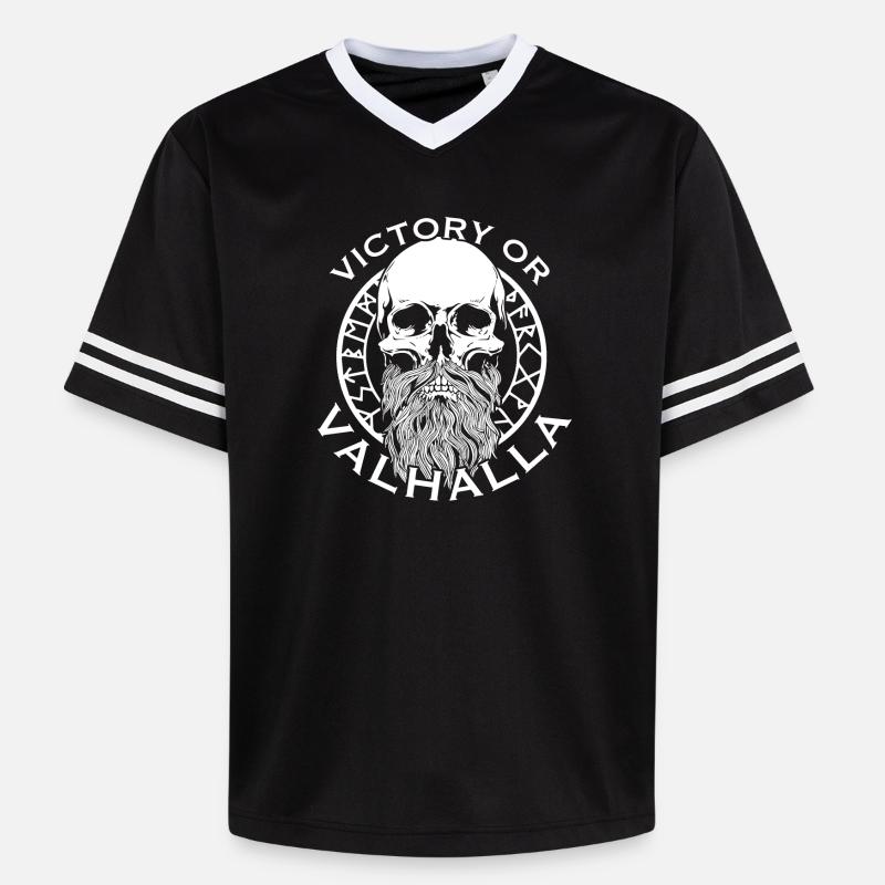 Victoria oder Walhalla - Unisex Football Style Mesh T-Shirt - Schwarz/Weiß