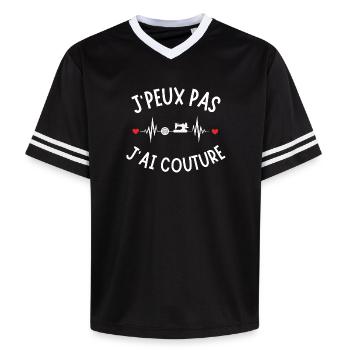 couture, broderie, machine à coudre - T-shirt de foot unisexe en mesh - noir/blanc - Devant - AI Model Female 172 light (172cm) & AI Model Male 185 light (185cm)