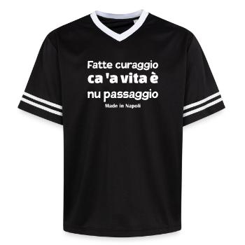 t-shirt Napoli t-shirt Neapolitan proverb - Unisex Football Style Mesh T-Shirt - black/white - Front - AI Model Female 172 light (172cm) & AI Model Male 185 light (185cm)