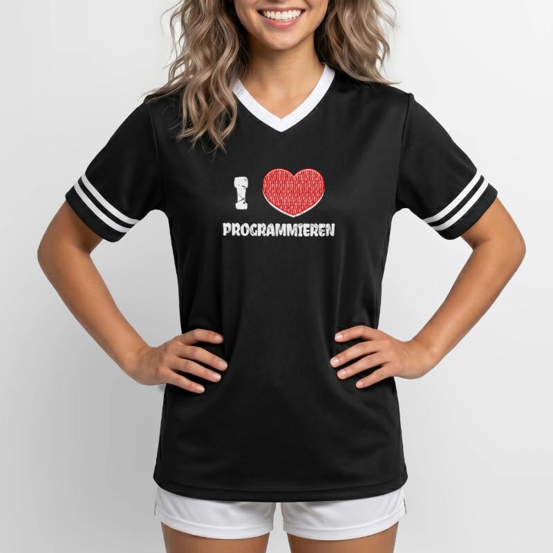Developer Herz Programmierer Statement Informatik Unisex Football Style Mesh T-Shirt