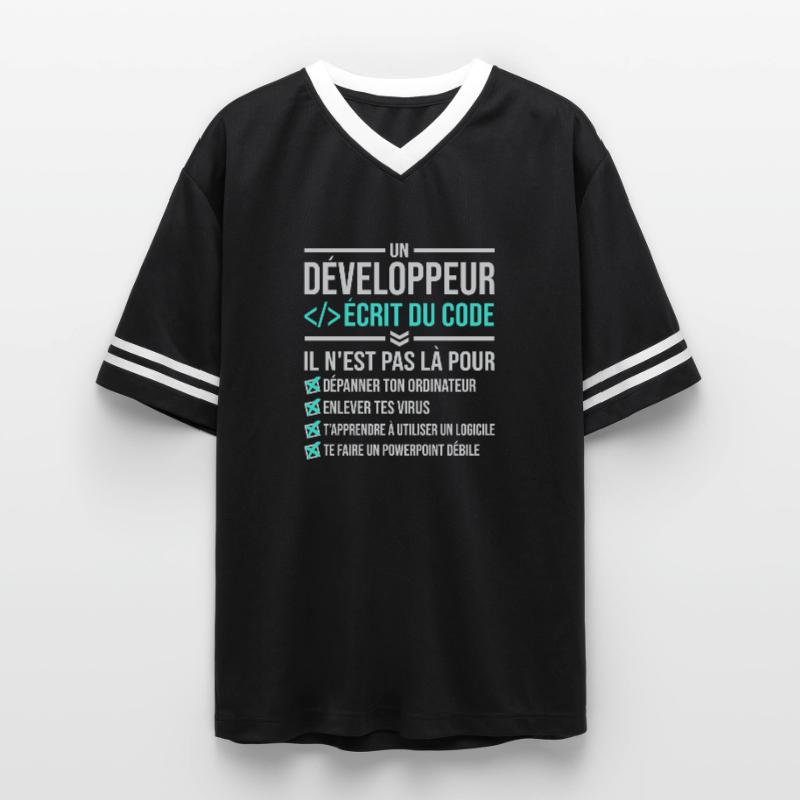 Developer Writing Code Unisex Football Style Mesh T-Shirt